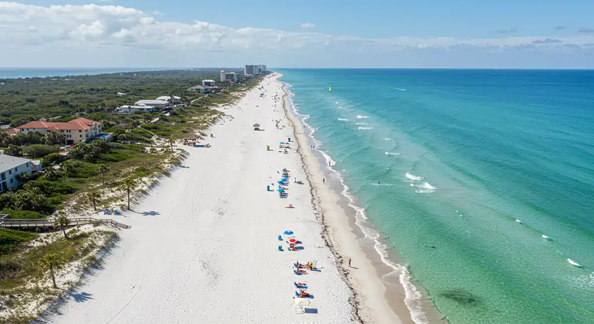 Siesta Key Beach, one of the top things to do in Sarasota, showcasing its powdery white sand.